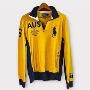 Polo Ralph Lauren Vintage Collector's Football Men's Yellow and Blue Sweatshirt